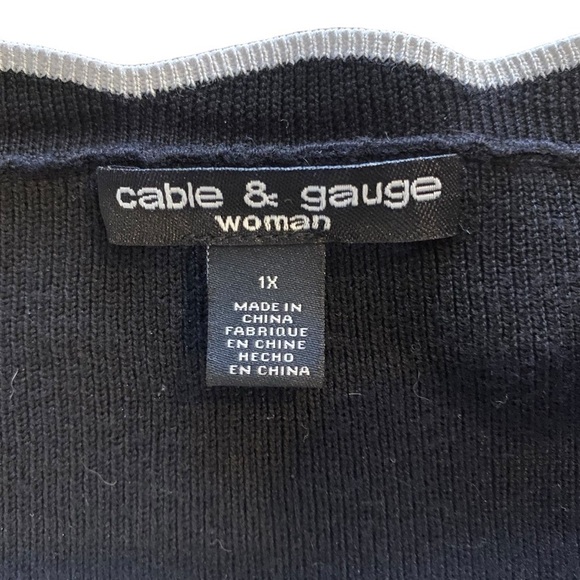 Cable & Gauge women's plus size 1X 3/4 sleeve black knit pullover top - Picture 5 of 6
